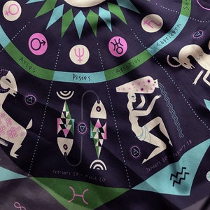 The Zodiac Scarf in navy, green & orchid image 6