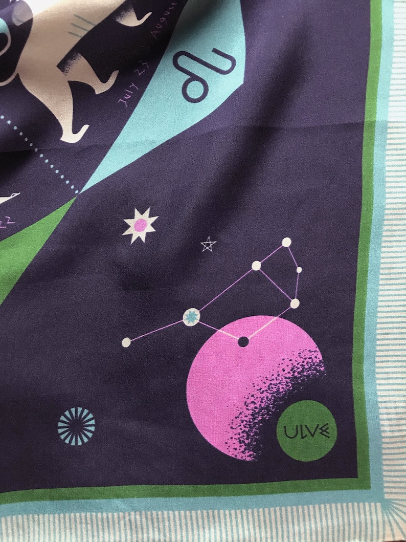 The Zodiac Scarf in navy, green & orchid image 8