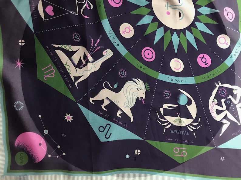 The Zodiac Scarf in navy, green & orchid image 4