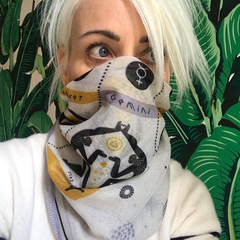 The Zodiac Scarf in grey/ochre/black image 3