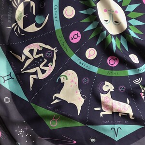 The Zodiac Scarf in navy, green & orchid image 3