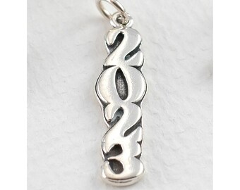 2023 Charm - H 1-1/4" X W 1/4"  - Sterling Silver .925 - Vertical