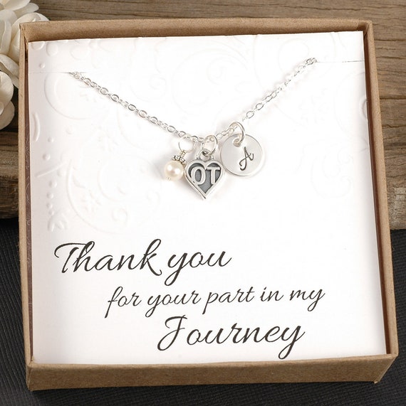 OT Occupational Therapist Necklace - Sterling Silver - Therapist Gift - Initial Charm, Pearl or Birthstone