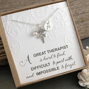 OT Occupational Therapist Necklace - Sterling Silver - Therapist Gift - Initial Charm, Pearl or Birthstone