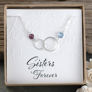 Sisters - Connected circles - Eternity - Infinity necklace - double intertwined rings - two linked circles - best friends gift
