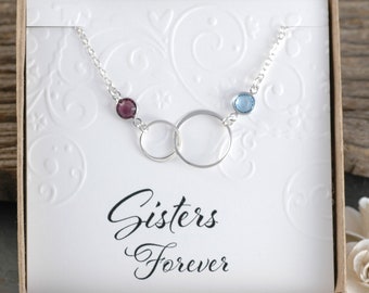 Sisters - Connected circles - Eternity - Infinity necklace - double intertwined rings - two linked circles - best friends gift