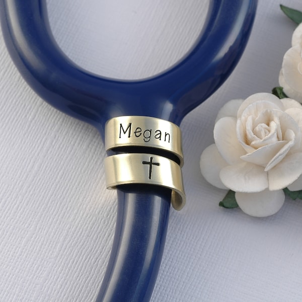 Stethoscope ID tag - ID ring - ID wrap - Gift for Nurse - Student Nurse - Personalized name tag - custom made charm