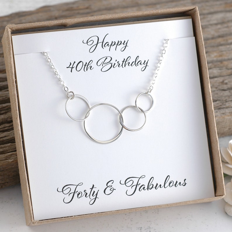 40th Birthday Gift, Four circles for 40th Birthday, Rose Gold, Happy Birthday, Forty & Fabulous, Gift for her image 2