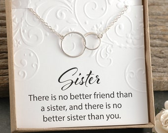 Sister Necklace - Connected circles necklace - Eternity - Infinity necklace - double intertwined rings - two linked circles - Sister gift