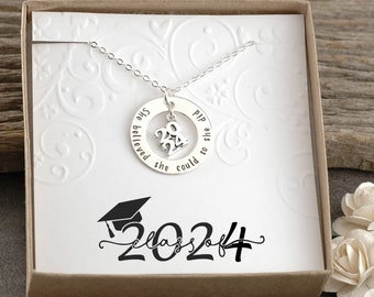 Graduation Necklace 2024 - Sterling Silver Washer pendant, 2024 charm