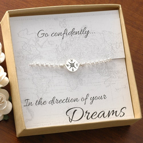Compass Charm Bracelet or Anklet Travel Mile Stone Etsy