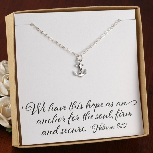 Sterling Silver Anchor necklace, gift boxed with card - Hebrews 6:19