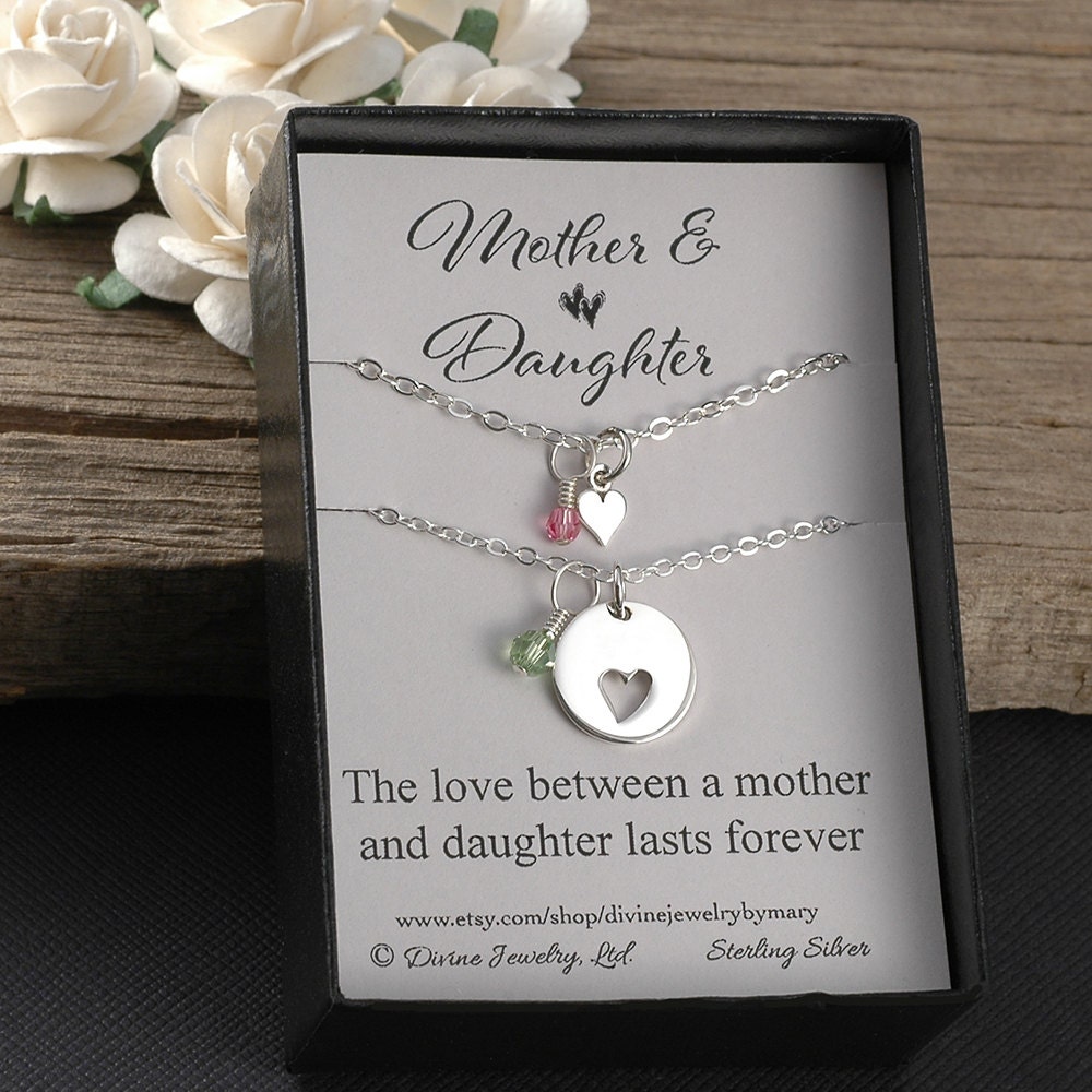 Mother's Day gift, Mother Daughter, necklace set, new mommy gift, gift for mom, mother of the bride jewelry, sterling silver, birthstones