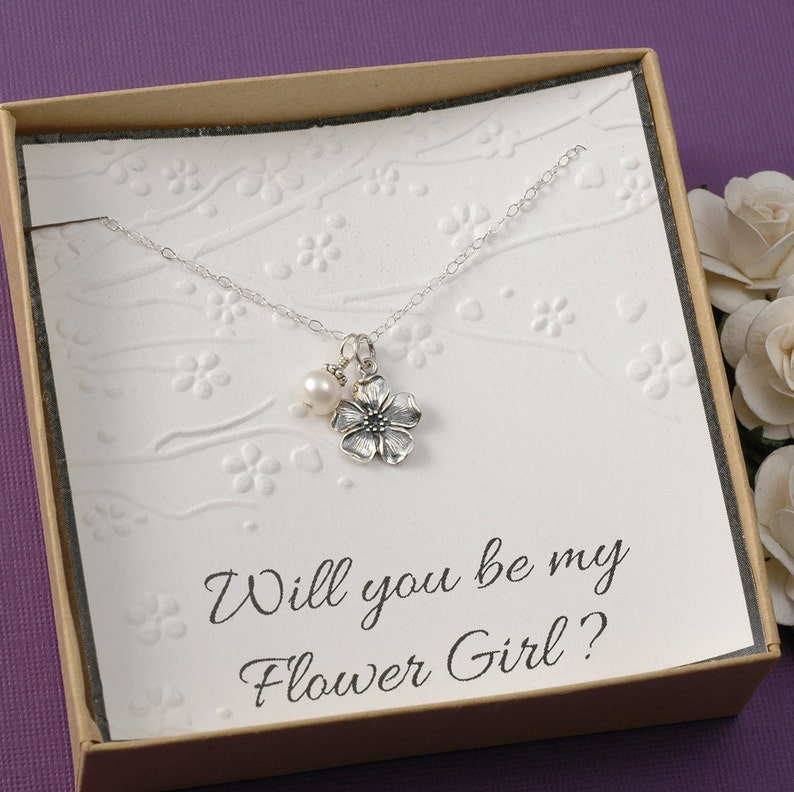Flower Girl Necklace Will You Be My Flower Girl Flower and Etsy