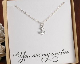 Sterling Silver Anchor necklace, gift boxed with card - You are my anchor