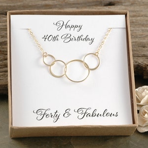 40th Birthday Gift, Four circles for 40th Birthday, Rose Gold, Happy Birthday, Forty & Fabulous, Gift for her Bild 3