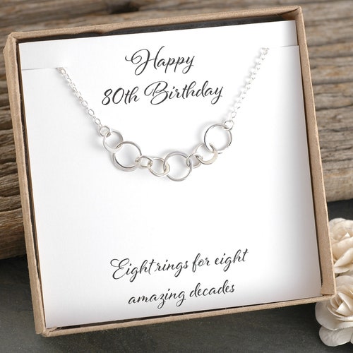 80th Birthday Gift Sterling Silver Necklace 80th Birthday - Etsy