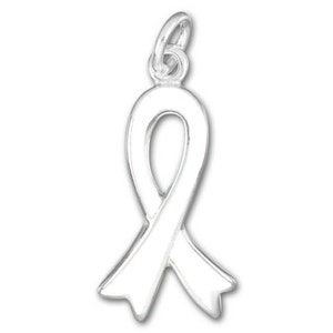 Awareness Ribbon Charm - sterling silver Your Choice - White or Pink