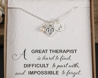 OT Occupational Therapist Necklace - Sterling Silver - Therapist Gift - Initial Charm, Pearl or Birthstone