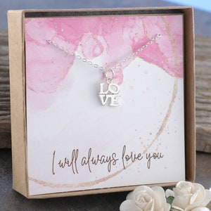 Sterling Silver LOVE - necklace with LOVE letters - Valentine's Day gift