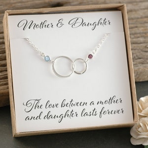 Mother and Daughter - Connected circles - Eternity - Infinity necklace - double intertwined rings - two linked circles - mom gift