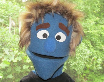 Happy Blue Man Puppet One of a Kind
