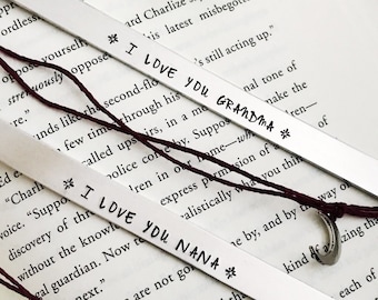 Personalized Grandma Bookmark: Hand Stamped Aluminum Gift