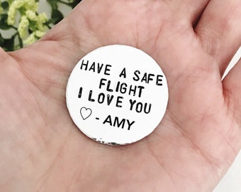 Fly Safe Aluminum Pocket Token: Personalized Pilot Gift