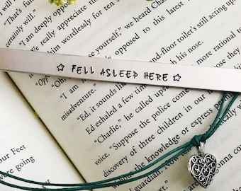 Fell Asleep Here Metal Bookmark: Book Lover Gift