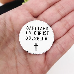 Religious Teen Gift For Boy, Baptism Gift for Adults Pocket Coin, Personalized Baptism Gift for Baptized In Christ, Christian Baptism Gift image 1