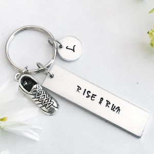 Rise & Run Keychain: Personalized Runner Gift with Shoe Charm