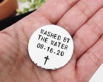Washed By The Water Pocket Coin, Baptism Gift for Adults Personalized Baptism Gift for Teen Girl Boy,  Christian Baptism Gift For Women Men