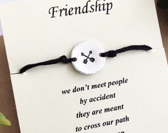Friendship Crossed Arrows Bracelet, Gifts For Best Friends Handmade, BFF Jewelry Long Distance Best Friends, Adjustable Slider Cord Bracelet