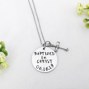 Christian Religious Jewelry Gift For Girl Woman, Personalized Baptism Gift For Women, Unique Adult Baptism Gift, Baptized In Christ Necklace