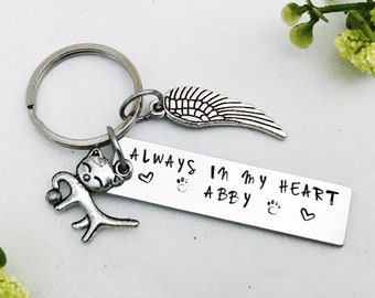 Personalized Cat Memorial Keychain, Pet Loss Sympathy Gift