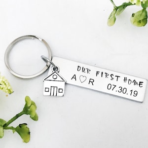 Our First Home Keychain, Moving In Gift, New Home Gift, House Warming Gift, First Home Couples Gift, Realtor Closing New Homeowner Gift