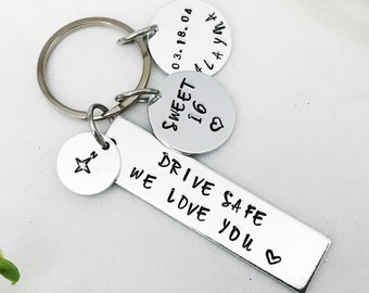 Personalized Drive Safe Keychain: Sweet 16 Gift for Teen Daughter