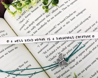 Feminist Metal Bookmark: "A Well Read Woman" Quote, Book Lover Gift