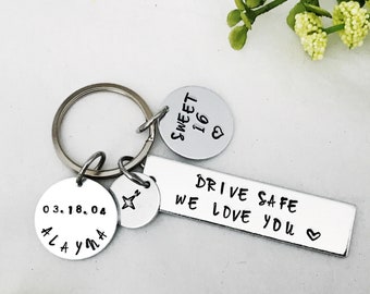 16th Birthday Gift for Girl Boy, Personalized Keychain Gift for Teens, Sweet 16 Keychain New Driver Gift, Custom Drive Safe Be Safe Keychain
