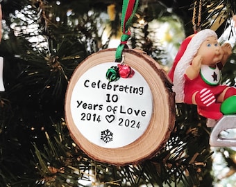 Personalized Anniversary Gift, Tin Aluminum Anniversary Ornament, Custom 50th Anniversary Gift Idea, 10th Wedding Anniversary Couples Gift