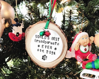 Hand Stamped Grandparent Christmas Ornament: Custom Grandma/Nana Gift