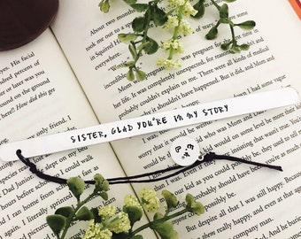 Personalized Sister Bookmark: Hand Stamped Aluminum, Custom Quote