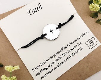 Cross Layering Bracelet for Women Teen Girls, Easter Gift for Daughter, Adjustable Cord Slider Chain Cross Bracelet, Baptism Gift For Her