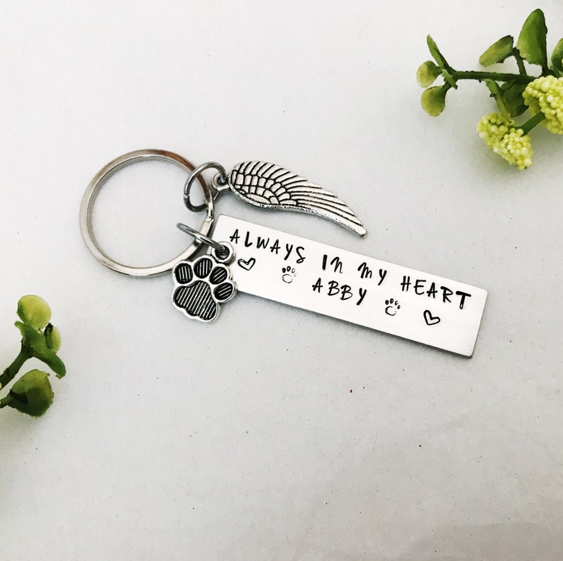 Dog Memorial Gift Keychain Custom Pet Memorial Keychain Etsy