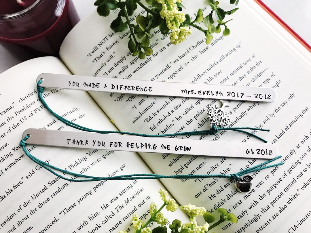 Personalized Teacher Bookmark: Hand Stamped Aluminum Thank You Gift - Etsy