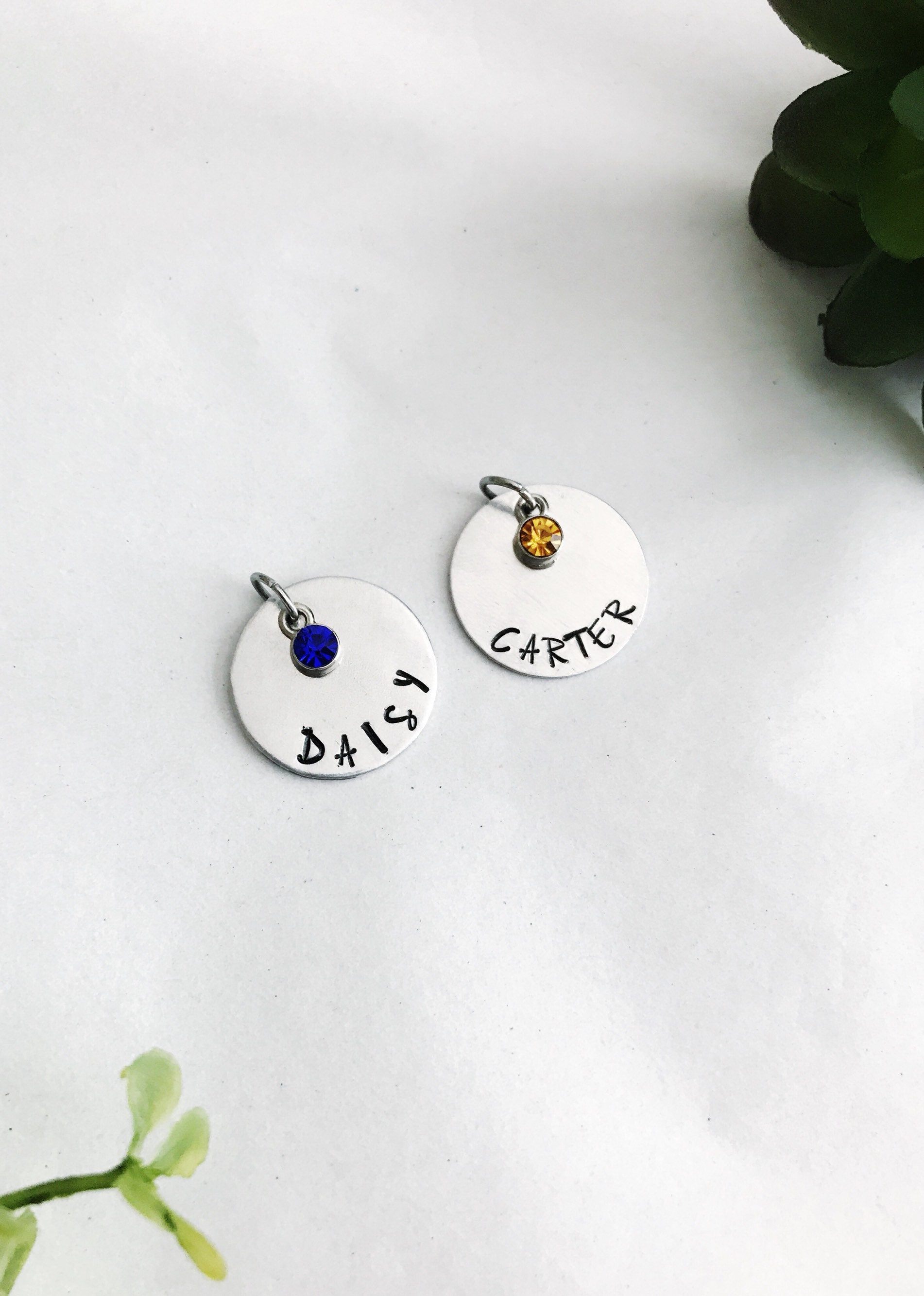 Personalized Name Charm Birthstone Charms For Bracelet Add Etsy
