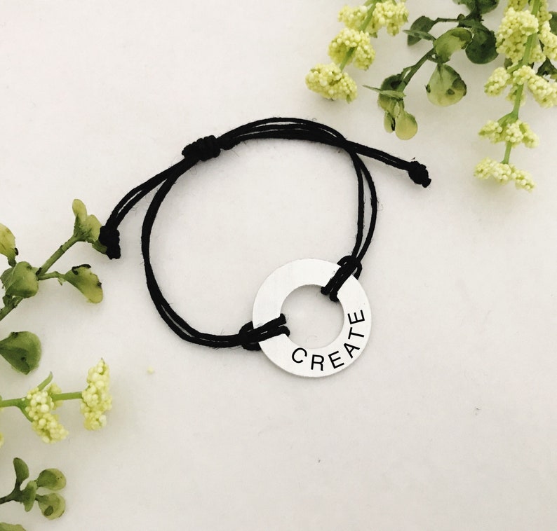 Word Of the Year 2024 Washer Bracelet, Custom Inspirational Power Word, My word For 2024 Personalized Washer Friendship Graduation Bracelet image 2