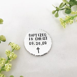 Religious Teen Gift For Boy, Baptism Gift for Adults Pocket Coin, Personalized Baptism Gift for Baptized In Christ, Christian Baptism Gift image 3