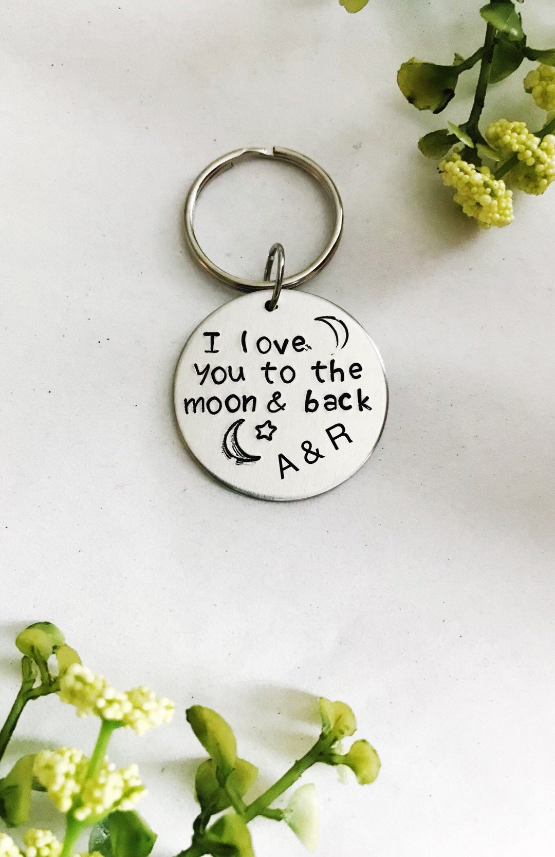I Love You to the Moon and Back Keychain, Personalized Anniversary ...