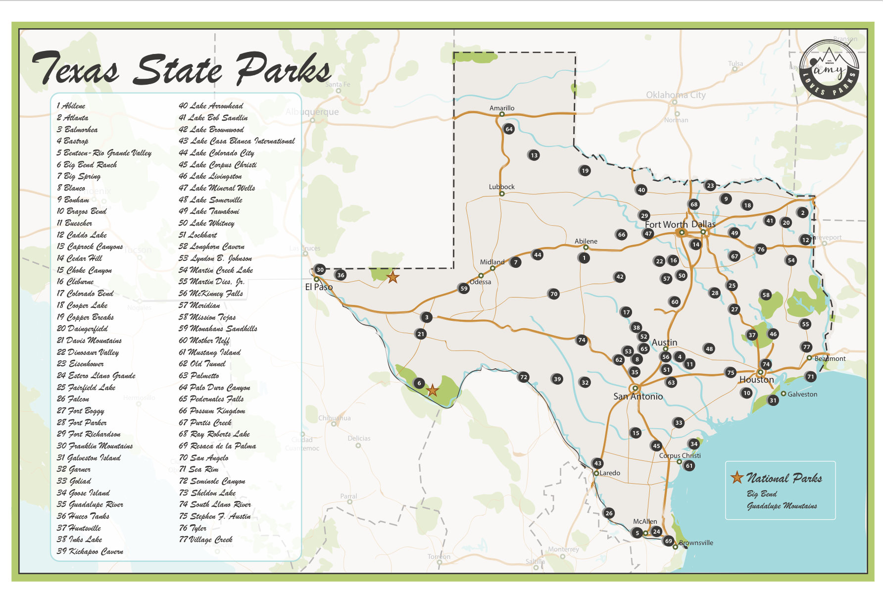 Printable Map Of Texas State Parks